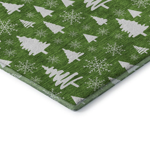 5' X 8' Emerald And Ivory Abstract Geometric Washable Area Rug With UV Protection