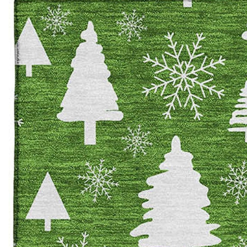 5' X 8' Emerald And Ivory Abstract Geometric Washable Area Rug With UV Protection