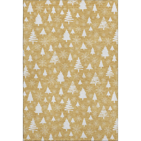 5' X 8' Gold And Ivory Abstract Geometric Washable Area Rug With UV Protection