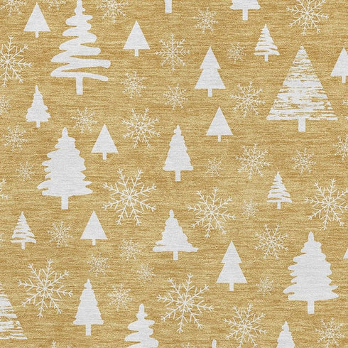 5' X 8' Gold And Ivory Abstract Geometric Washable Area Rug With UV Protection