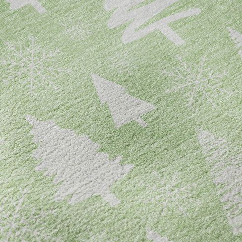 5' X 8' Mint Green And Ivory Abstract Geometric Washable Area Rug With UV Protection