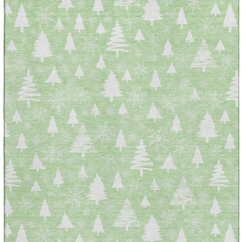 5' X 8' Mint Green And Ivory Abstract Geometric Washable Area Rug With UV Protection