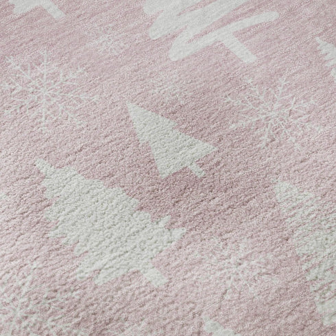 8' X 10' Pink And Ivory Abstract Geometric Washable Area Rug With UV Protection
