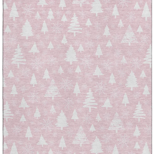 8' X 10' Pink And Ivory Abstract Geometric Washable Area Rug With UV Protection
