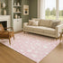 9' X 12' Pink And Ivory Abstract Geometric Washable Area Rug With UV Protection