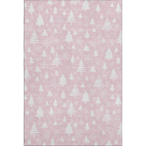 9' X 12' Pink And Ivory Abstract Geometric Washable Area Rug With UV Protection
