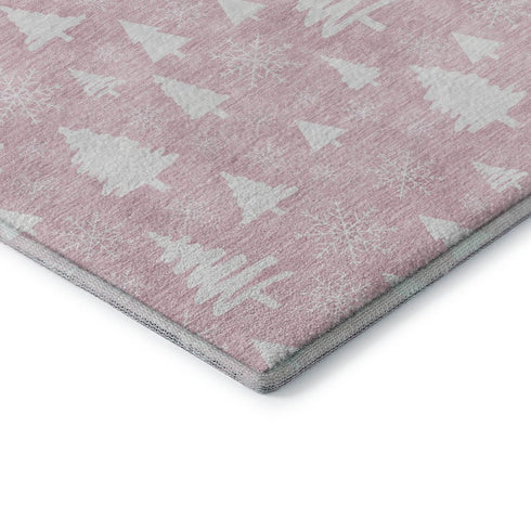 9' X 12' Pink And Ivory Abstract Geometric Washable Area Rug With UV Protection