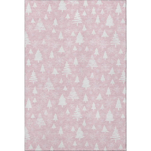 9' X 12' Pink And Ivory Abstract Geometric Washable Area Rug With UV Protection