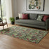 5' X 8' Black Red And Green Abstract Geometric Washable Area Rug With UV Protection