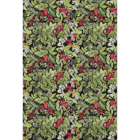 5' X 8' Black Red And Green Abstract Geometric Washable Area Rug With UV Protection