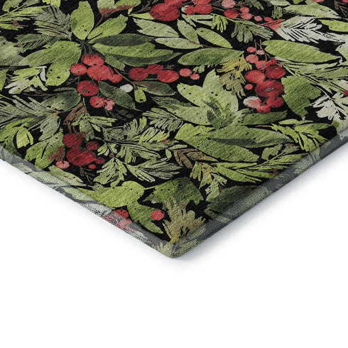 5' X 8' Black Red And Green Abstract Geometric Washable Area Rug With UV Protection
