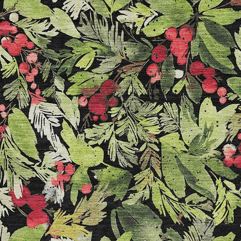 5' X 8' Black Red And Green Abstract Geometric Washable Area Rug With UV Protection