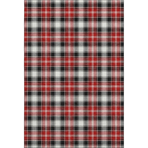 5' X 8' Black Red And White Abstract Geometric Washable Area Rug With UV Protection