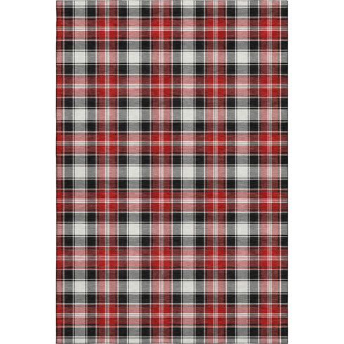 8' X 10' Black Red And White Abstract Geometric Washable Area Rug With UV Protection