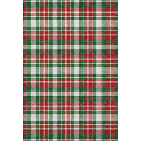 8' X 10' Emerald Red And Green Abstract Geometric Washable Area Rug With UV Protection
