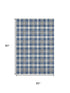 5' X 8' Navy Blue Ivory And Gray Abstract Geometric Washable Area Rug With UV Protection