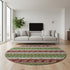 8' Green Ivory And Red Abstract Geometric Washable Round Rug With UV Protection