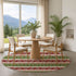 8' Green Ivory And Red Abstract Geometric Washable Round Rug With UV Protection