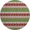 8' Green Ivory And Red Abstract Geometric Washable Round Rug With UV Protection