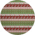 8' Green Ivory And Red Abstract Geometric Washable Round Rug With UV Protection