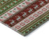 8' Green Ivory And Red Abstract Geometric Washable Round Rug With UV Protection