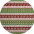 8' Green Ivory And Red Abstract Geometric Washable Round Rug With UV Protection