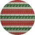 8' Red Green And Ivory Abstract Geometric Washable Round Rug With UV Protection