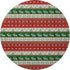 8' Red Green And Ivory Abstract Geometric Washable Round Rug With UV Protection