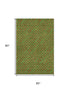 5' X 8' Fern Green And Red Abstract Geometric Washable Area Rug With UV Protection