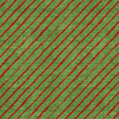 5' X 8' Fern Green And Red Abstract Geometric Washable Area Rug With UV Protection