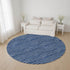 8' Navy Blue And Ivory Abstract Geometric Washable Round Rug With UV Protection