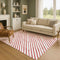 8' X 10' Red And White Abstract Geometric Washable Area Rug With UV Protection