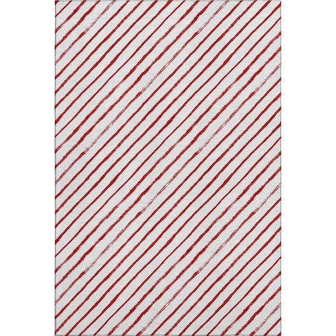 8' X 10' Red And White Abstract Geometric Washable Area Rug With UV Protection