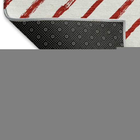 8' X 10' Red And White Abstract Geometric Washable Area Rug With UV Protection