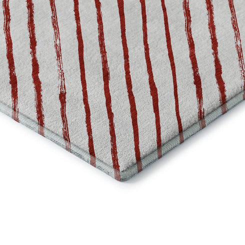 8' X 10' Red And White Abstract Geometric Washable Area Rug With UV Protection