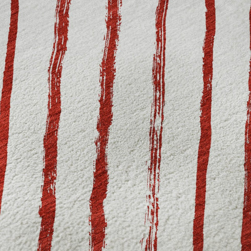 8' X 10' Red And White Abstract Geometric Washable Area Rug With UV Protection