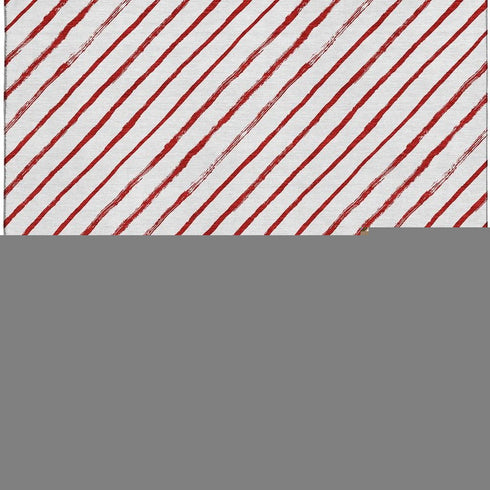 8' X 10' Red And White Abstract Geometric Washable Area Rug With UV Protection