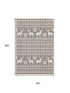 5' X 8' Brown And Ivory Abstract Geometric Washable Area Rug With UV Protection