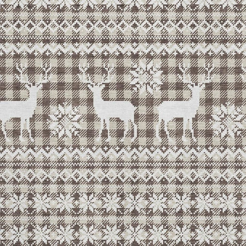 5' X 8' Brown And Ivory Abstract Geometric Washable Area Rug With UV Protection