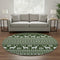 8' Green Ivory And Black Abstract Geometric Washable Round Rug With UV Protection