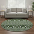 8' Green Ivory And Black Abstract Geometric Washable Round Rug With UV Protection