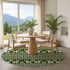 8' Green Ivory And Black Abstract Geometric Washable Round Rug With UV Protection