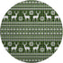 8' Green Ivory And Black Abstract Geometric Washable Round Rug With UV Protection