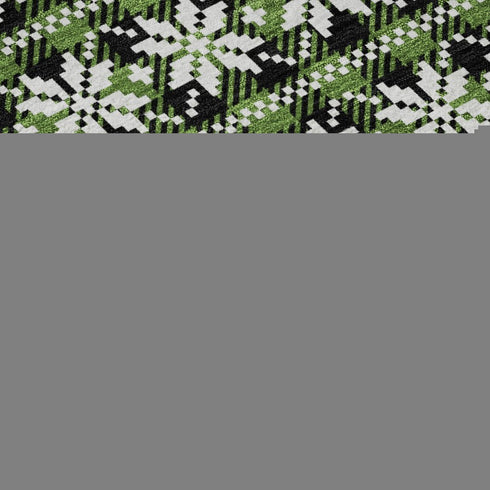 8' Green Ivory And Black Abstract Geometric Washable Round Rug With UV Protection