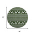 8' Green Ivory And Black Abstract Geometric Washable Round Rug With UV Protection