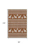 8' X 10' Fern Green Red And Ivory Abstract Geometric Washable Area Rug With UV Protection