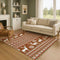 8' X 10' Fern Green Red And Ivory Abstract Geometric Washable Area Rug With UV Protection