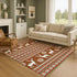 8' X 10' Fern Green Red And Ivory Abstract Geometric Washable Area Rug With UV Protection