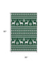 5' X 8' Green Black And Ivory Abstract Geometric Washable Area Rug With UV Protection