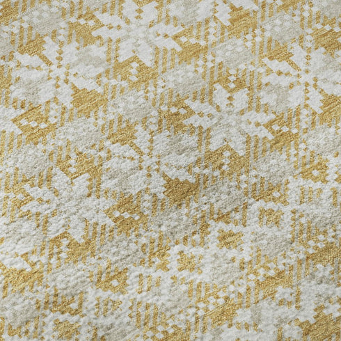 5' X 8' Gold Gray And Ivory Abstract Geometric Washable Area Rug With UV Protection